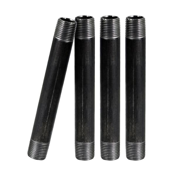 PLUMBFLEX Black Steel Pipe, 1/4 in. x 7 in. Nipple Fitting (Pack of 4)