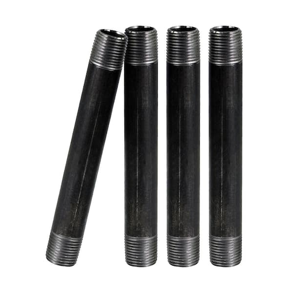 The Plumber's Choice Black Steel Pipe, 3/4 in. x 12 in. Nipple Fitting (4-Pack)