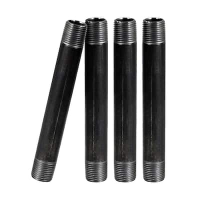 Black Steel Pipe, 1/2 in. x 12 in. Nipple Fitting (4-Pack)