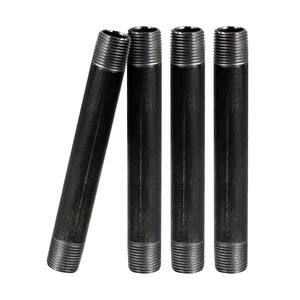 Black Steel Pipe, 1/2 in. x 9 in. Nipple Fitting (Pack of 4)