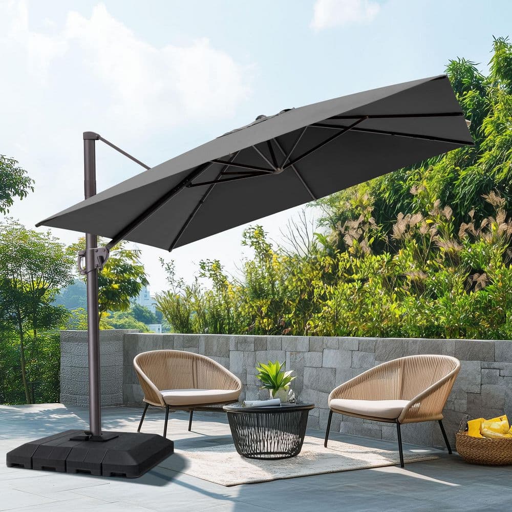 10.5 ft. x 9 ft. Outdoor Aluminum Offset 360° Rotation Tilt Cantilever Patio Umbrella in Gray, 240 lbs. Base Included price history on PriceWatchPro
