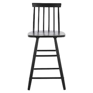 May 25 in. Black Mid-Back Wood Frame Counter Stool with Foot Rest