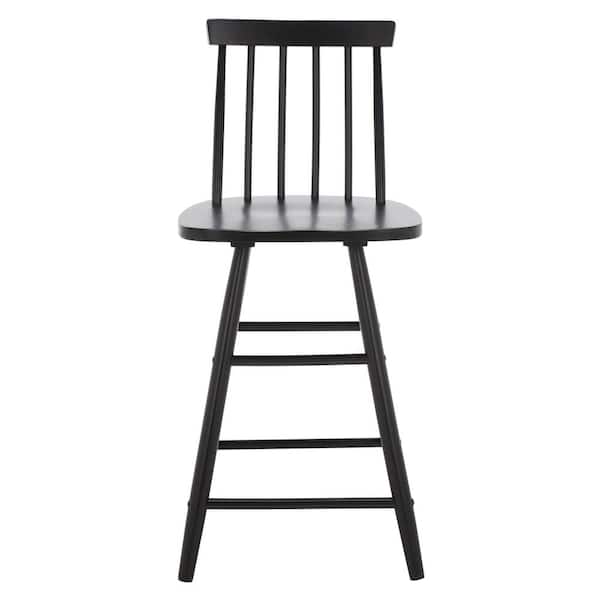 SAFAVIEH May 25 in. Black Mid-Back Wood Frame Counter Stool with Foot Rest