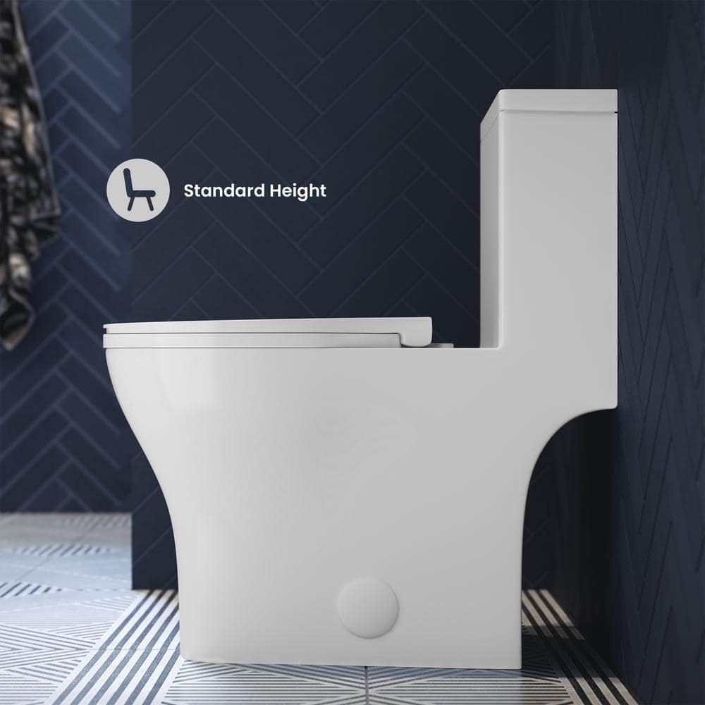 Glossy White Round Ceramic Dual-Flush Toilet
