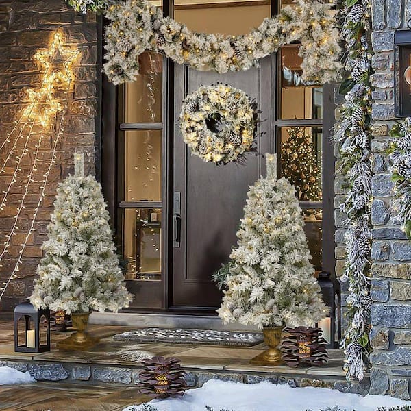 4 ft. Pre-Lit Artificial Christmas Tree Set with Garland, Wreath