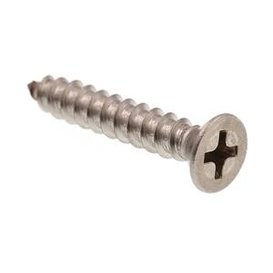 #8 X 1 in. Grade 18-8 Stainless Steel Phillips Drive Flat Head Self-Tapping Sheet Metal Screws (100-Pack)