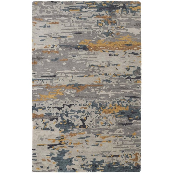 Blue and Gray Abstract 12 ft. x 15 ft. Area Rug