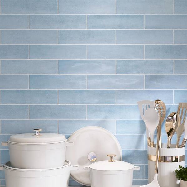 MOLOVO Cyra Acqua 2.95 in. x 11.81 in. Polished Ceramic
