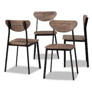Ornette Walnut Brown and Black Dining Chair (Set of 4)
