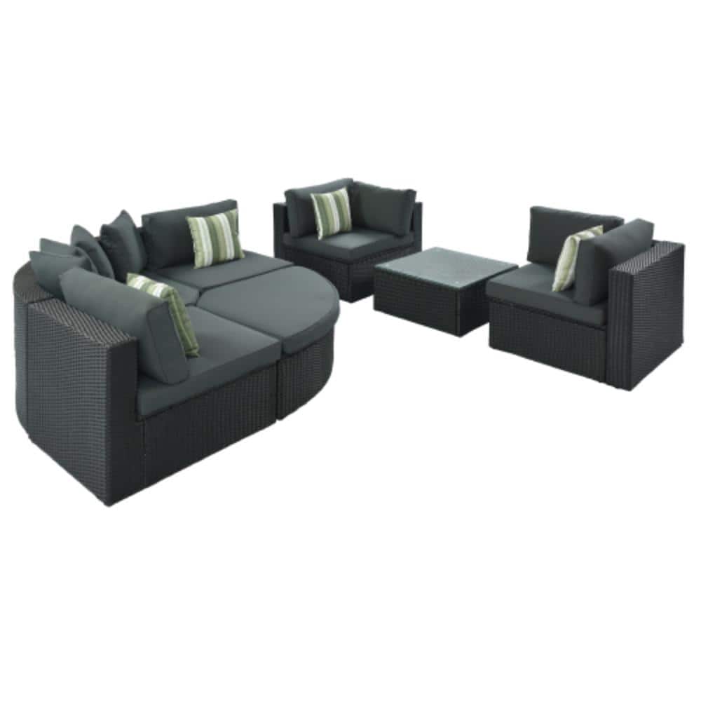 7-Piece Wicker Patio Conversation Set with Gray Cushions, All Weather Resistant price history on PriceWatchPro