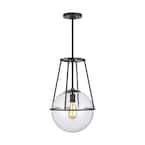 ED Ellen DeGeneres Crafted by Generation Lighting Atlas 12.5 in. W 1-Light Aged Iron Cage with Seeded Glass Orb Pendant