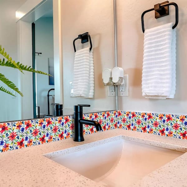 Blue, Red, Orange and Green F1 6 in. x 6 in. Vinyl Peel and Stick Tile (24 Tiles, 6 sq. ft. /1-Pack)