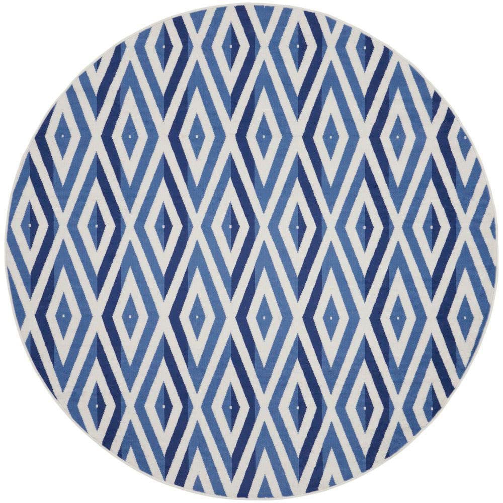 Whimsicle Ivory Blue 8 ft. x 8 ft. Geometric Modern Round Area Rug price history on PriceWatchPro