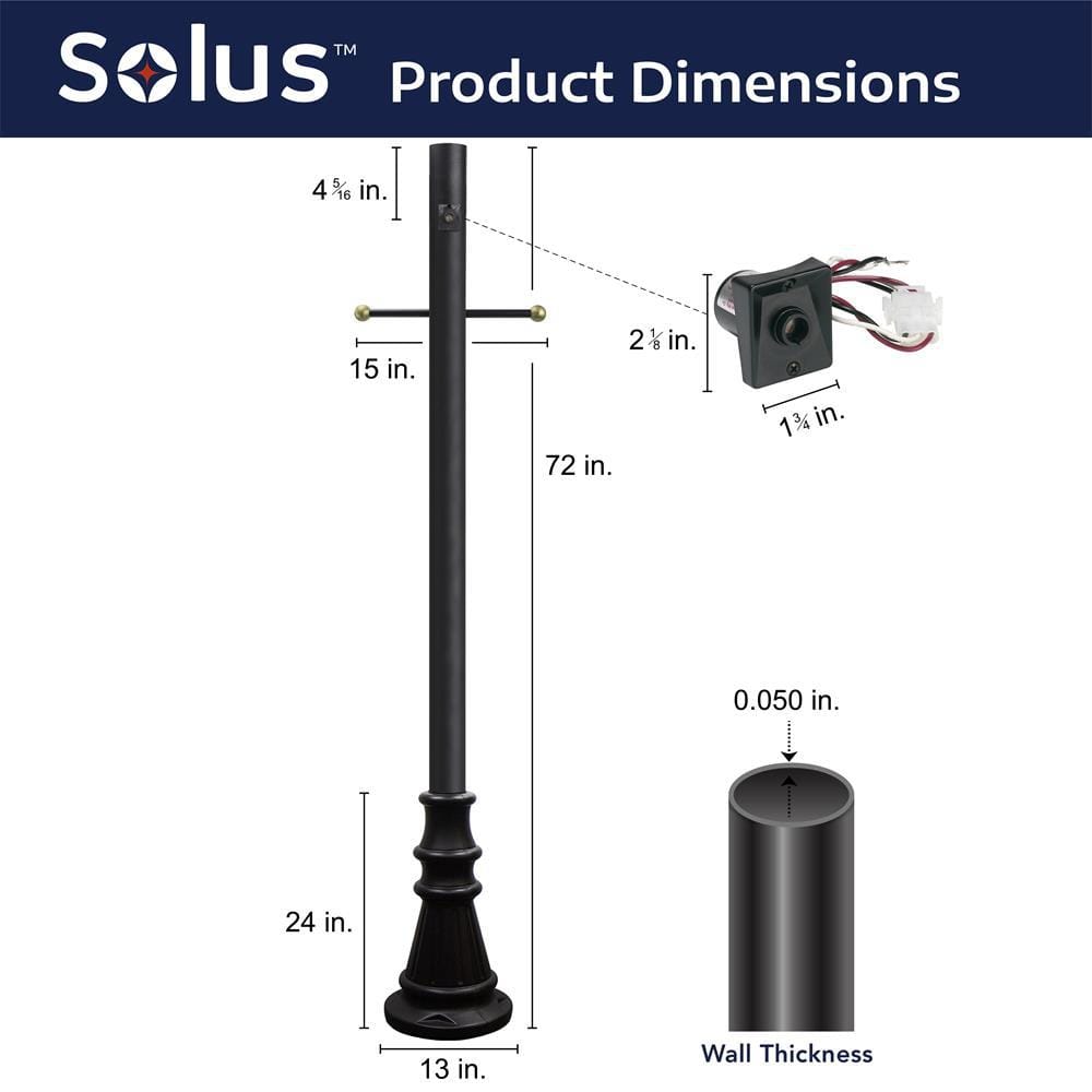 6 ft. Black Aluminum Outdoor Lamp Post with Cross Arm