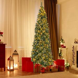 9 ft. Green Pre-Lit Artificial Christmas Tree with 1298 Snowy Branch Tips