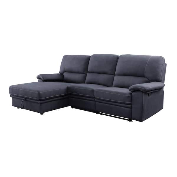 Acme Furniture Trifora 106 in. W 1-piece Fabric Sectional Sofa in Gray with Storage