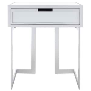 Lilo 22.8 in. White Rectangle Wood End Table with Drawers