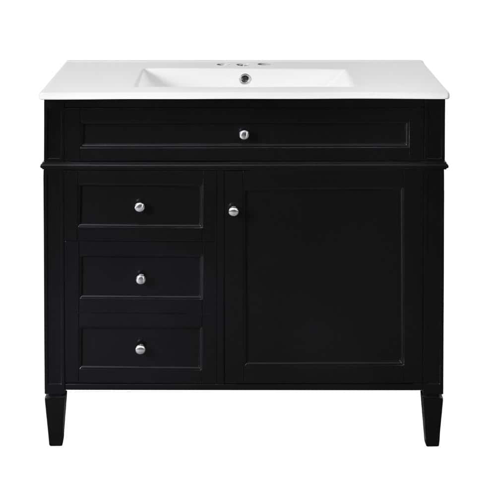 36 in. Freestanding Black Bath Vanity with White Ceramic Top Unassembled price history on PriceWatchPro