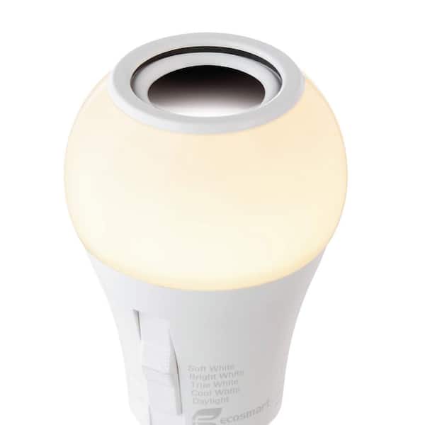 EcoSmart 60-Watt Equivalent A19 CEC Bluetooth Speaker E26 Medium Base LED Light  Bulb with Selectable Color Temperature (1-Pack) BTOM605CCTCAESM - The Home  Depot