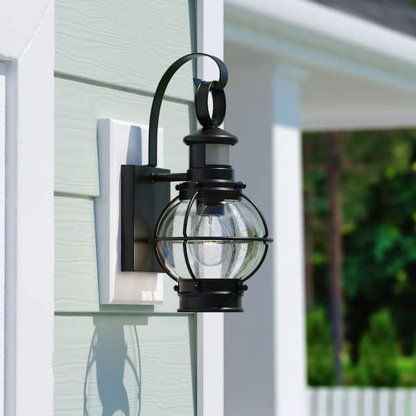 VAXCEL Chatham Black Coastal Motion Sensor Dusk to Dawn Outdoor Wall ...