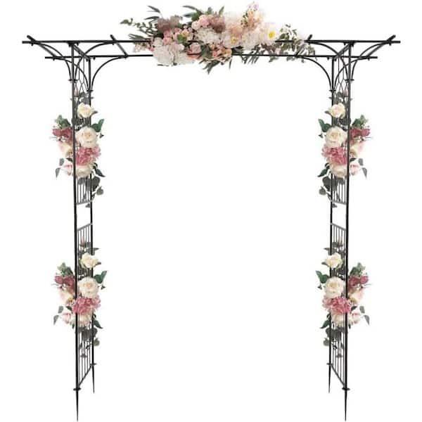 AOPSPS 85 in. x 81 in. Outdoor Flat Roof Wrought Iron Garden Arches Plant Climbing Trellises