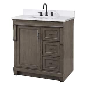 Naples 31 in. W x 22 in. D x 35 in. H Single Sink Freestanding Bath Vanity in Gray with White Engineered Stone Top