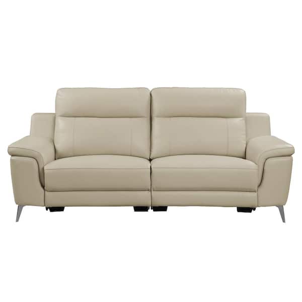 EVERGLADE HOME Berel 88 in. Round Arm Faux Leather Straight in Beige