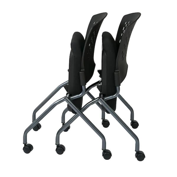 Pro-Line II Deluxe Folding Chairs with Ventilated Plastic Back, Coal (Set of 2)