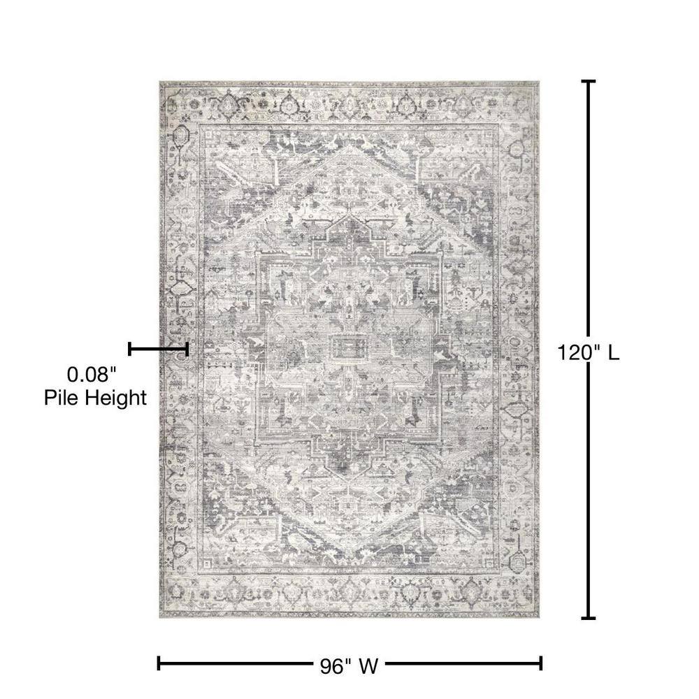 Elysian Gray Medallion 8' x 10' Easy-Care Synthetic Area Rug