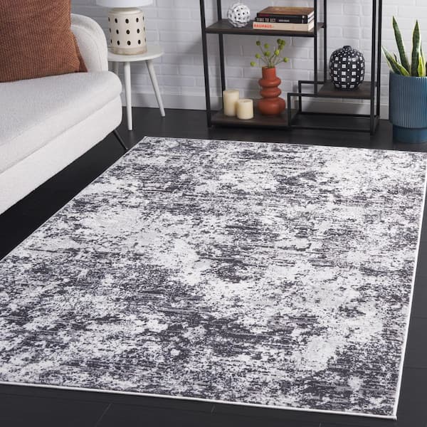 Amelia 4 ft. x 6 ft. Charcoal/Ivory Distressed Abstract Area Rug