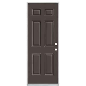 30 in. x 80 in. 6-Panel Left Hand Inswing Painted Steel Prehung Front Exterior Door No Brickmold