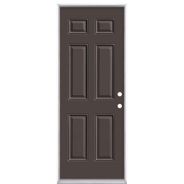 Masonite 32 in. x 80 in. 6-Panel Left Hand Inswing Painted Steel Prehung Front Exterior Door No Brickmold