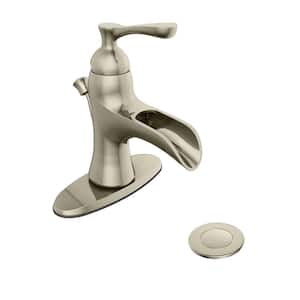 Deveral Single-Handle Single-Hole Waterfall Bathroom Faucet in Brushed Nickel