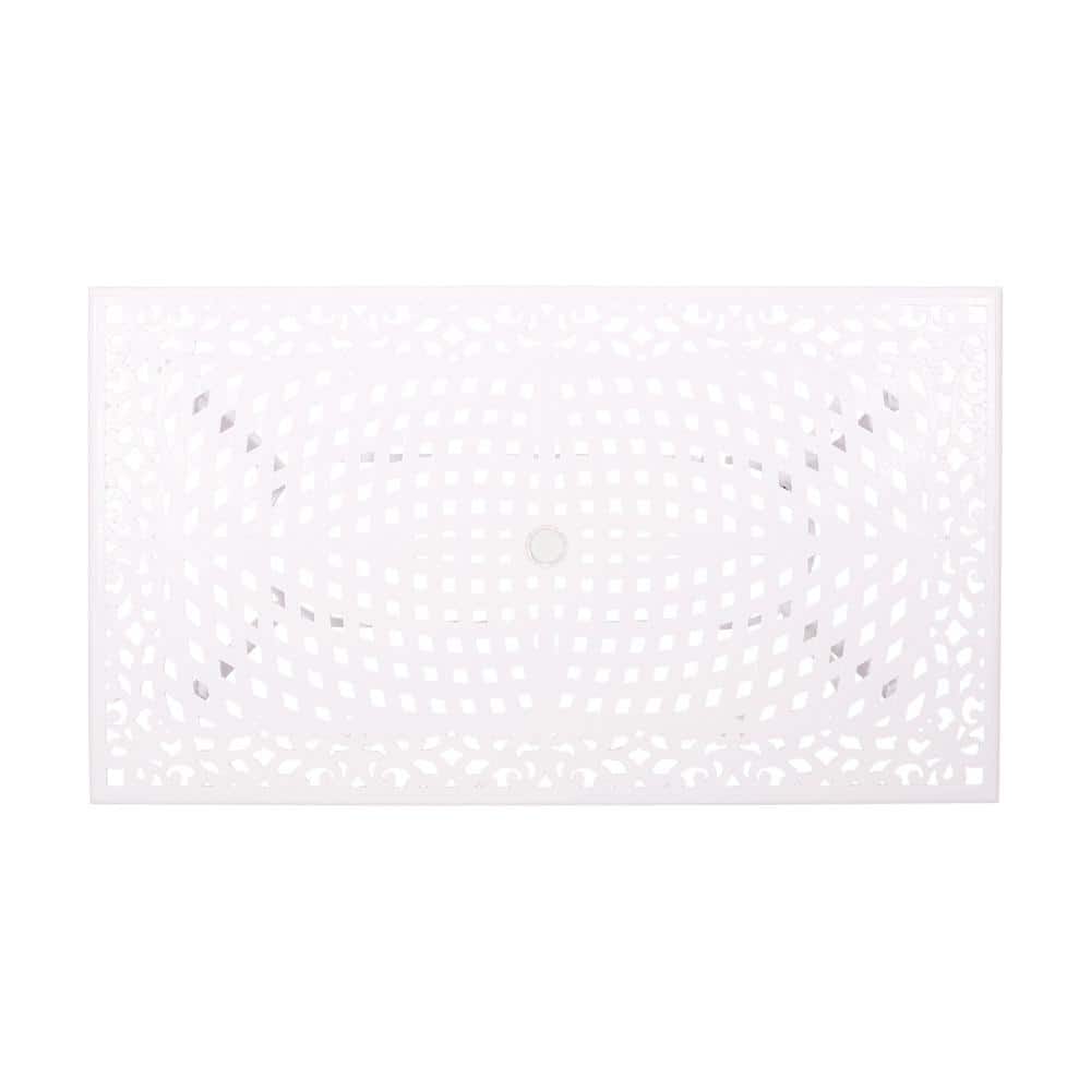 White Rectangular Cast Aluminum Outdoor Dining Table