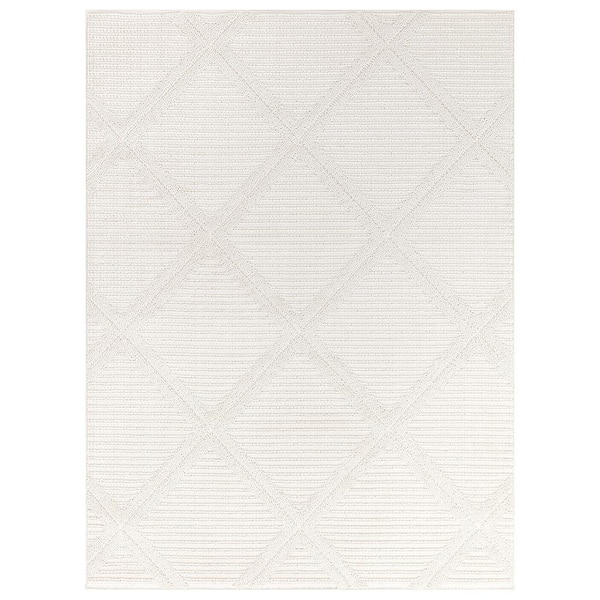 StyleWell Garden Maze 5 ft x 7 ft Ivory Area Rug