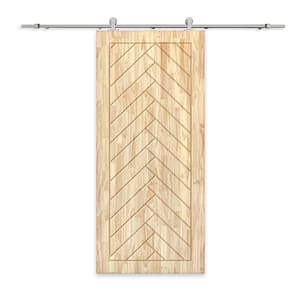 44 in. x 80 in. Natural Pine Wood Unfinished Interior Sliding Barn Door with Hardware Kit