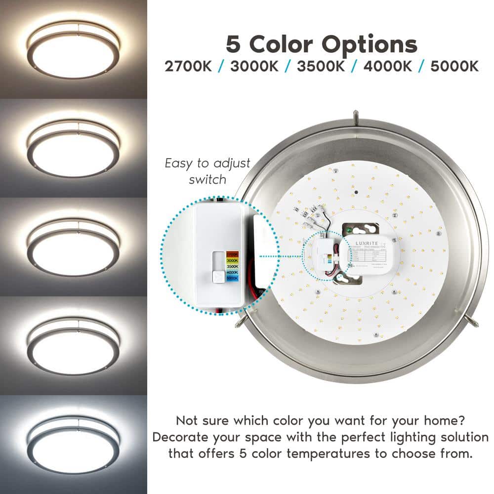 Eclipse 16" Multi-Temp LED Flush Mount Ceiling Light in Chrome