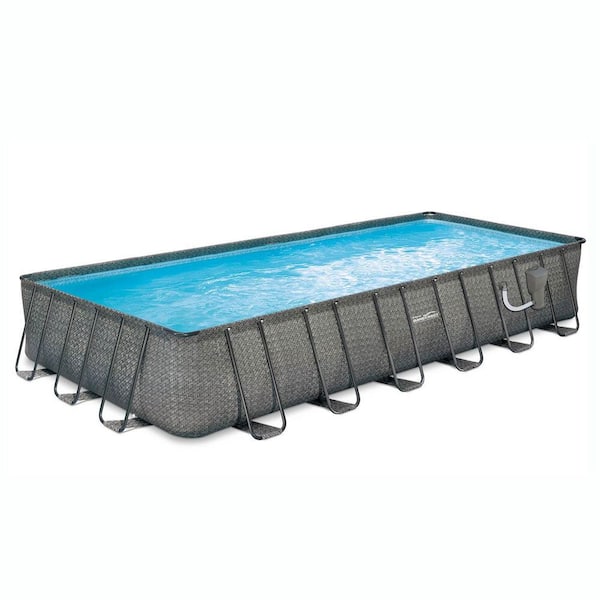 Summer Waves 12 ft. x 24 ft. x 52 in. Rectangle 52 in. D Above Ground Frame Swimming Pool Set