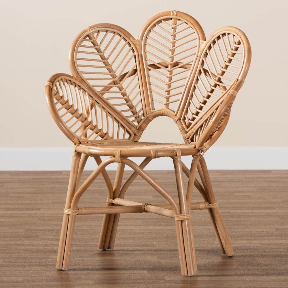 Eliava Natural Brown Handcrafted Rattan Geometric Accent Chair