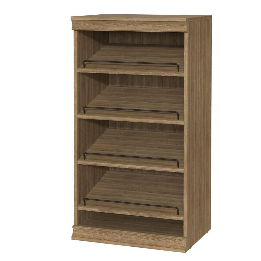 Sand Stackable Wood and Metal Shoe Shelf Unit