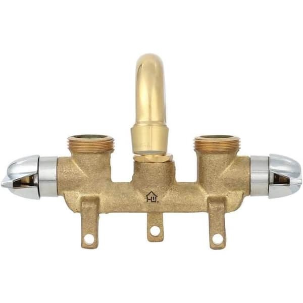 Lukvuzo Dual-Handle Utility Faucet in Chrome Rough Brass
