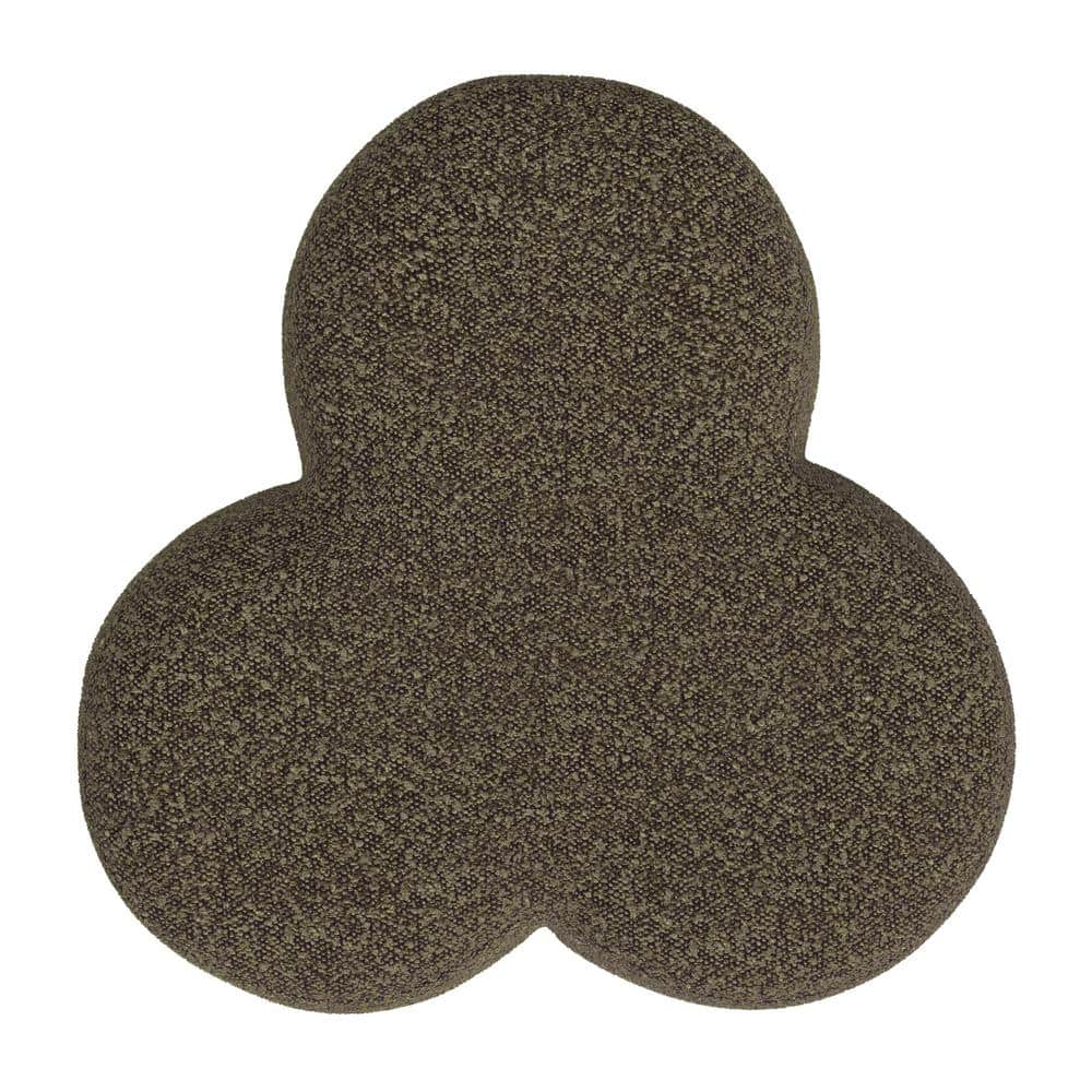 Dark Brown Boucle Square Accent Ottoman with Foam Frame