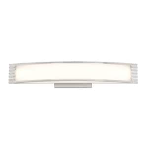 Vantage 24 in. 1-Light Brushed Nickel LED Vanity Light Bar with White Acrylic Shade