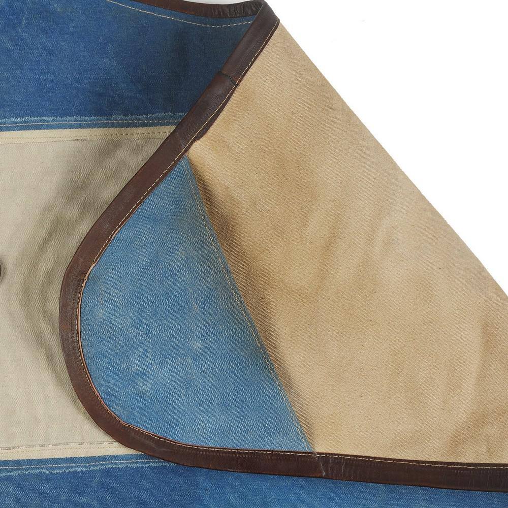 Handcrafted Blue and Ivory Leather Butterfly Chair with Metal Frame