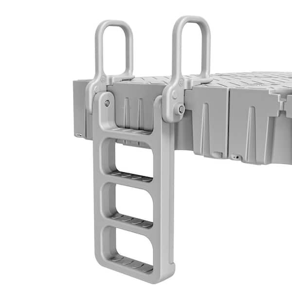 Flexx 4-Step Standard Flip-Up Polyethylene Dock Ladder Kit, Flip-Up Dock Ladder for Lake, Swim Ladder for Dock