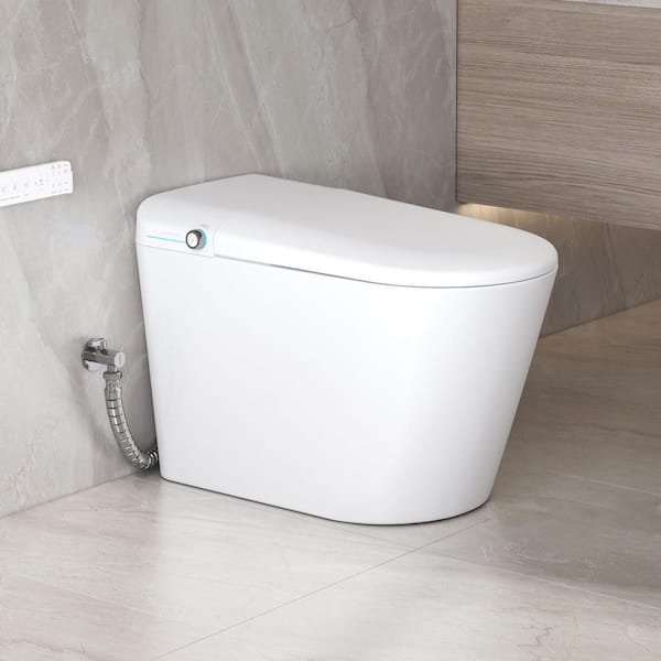 1-Piece Elongated Bidet Toilet 1.28 GPF in White with Bidet/Rear Wash, Heated Seat, Auto Open/Close and Remote Control