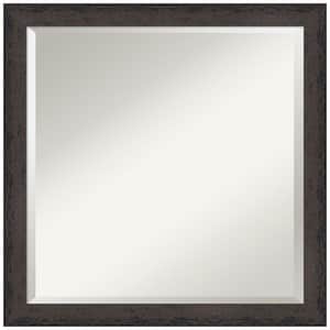 Dappled Black Brown Narrow 22.75 in. x 22.75 in. Beveled Modern Square Wood Framed Bathroom Wall Mirror in Black