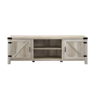 70 in. White Oak Composite TV Stand 75 in. with Doors
