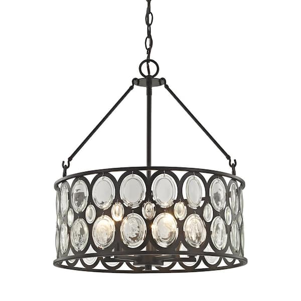 Titan Lighting Serai 5-Light Oil Rubbed Bronze Chandelier with Metal and Clear Glass Shade