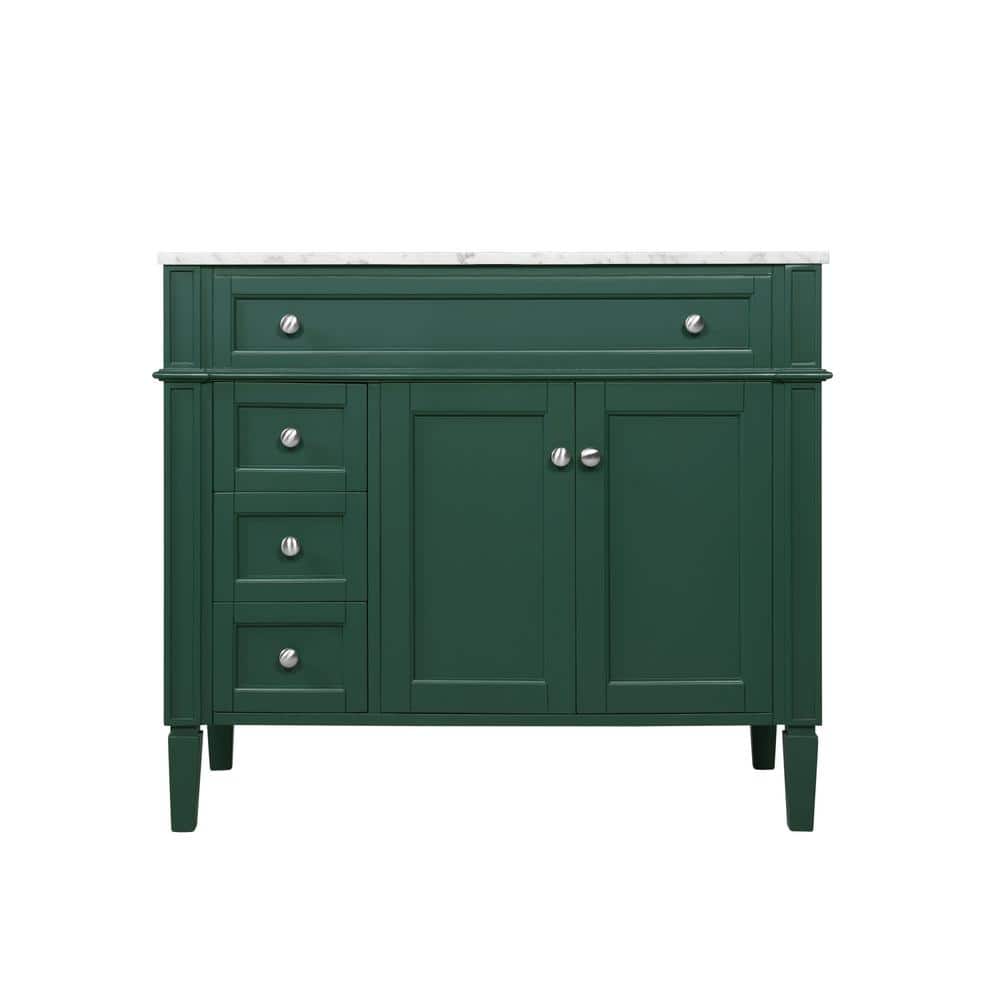 Timeless Home 40 in. W Single Bath Vanity in Green with Marble Vanity Top i